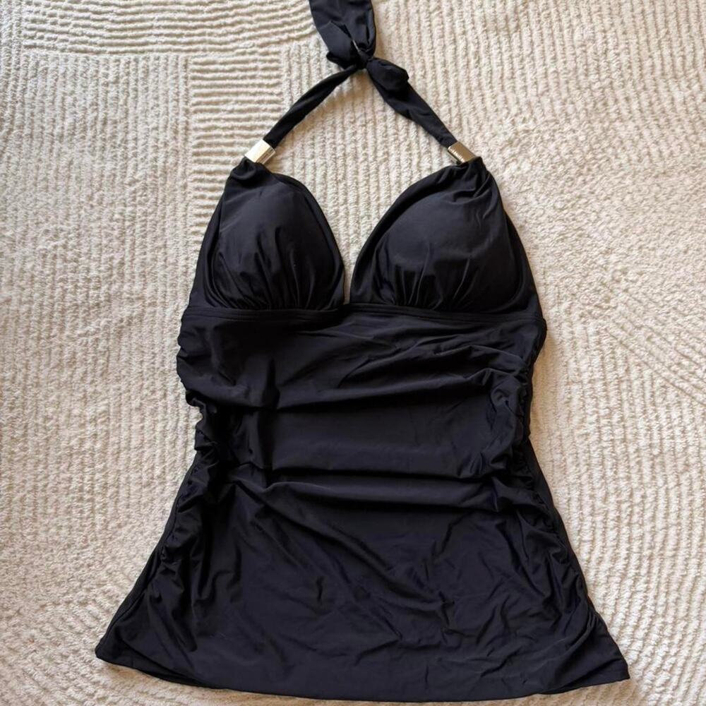 Calvin klein black halter neck tankini swimtop
